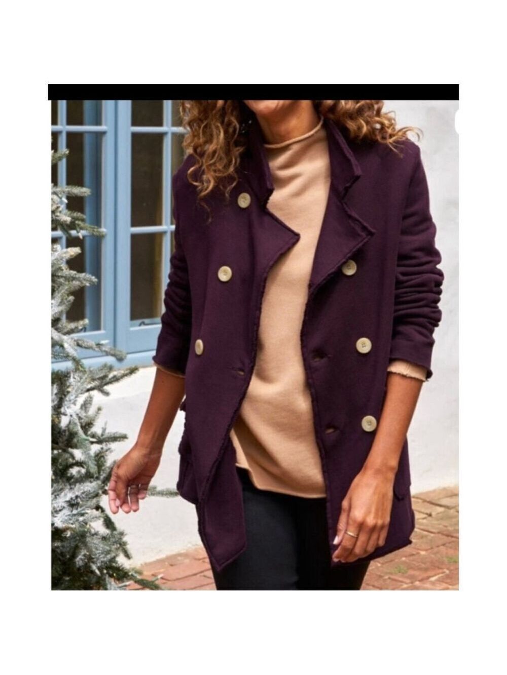 New Frank & Eileen Plum Belfast Triple Fleece Pea Coat XS